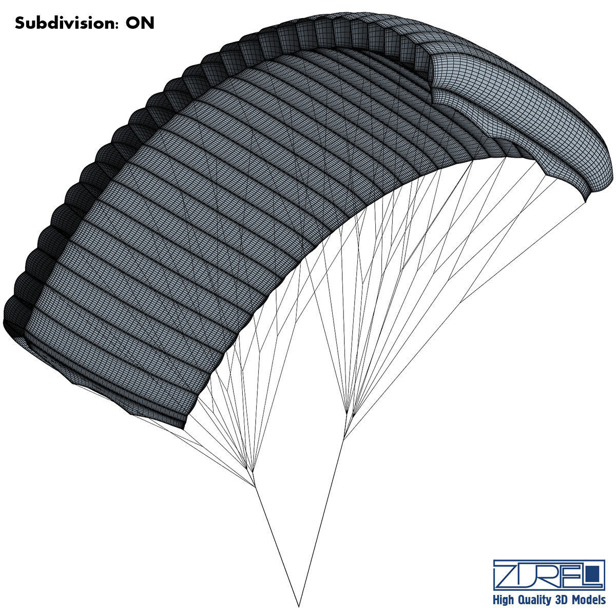 Paraglider v 1 Colorful Parachute 3D model_13