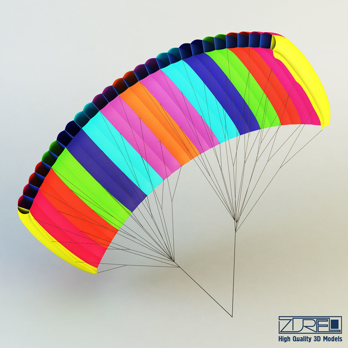 Paraglider v 1 Colorful Parachute 3D model_6