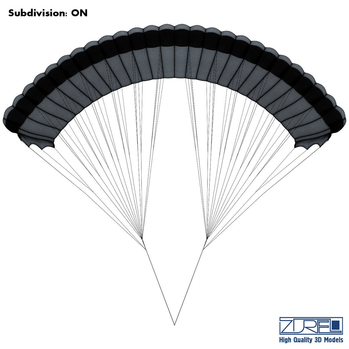 Paraglider v 1 Colorful Parachute 3D model_9