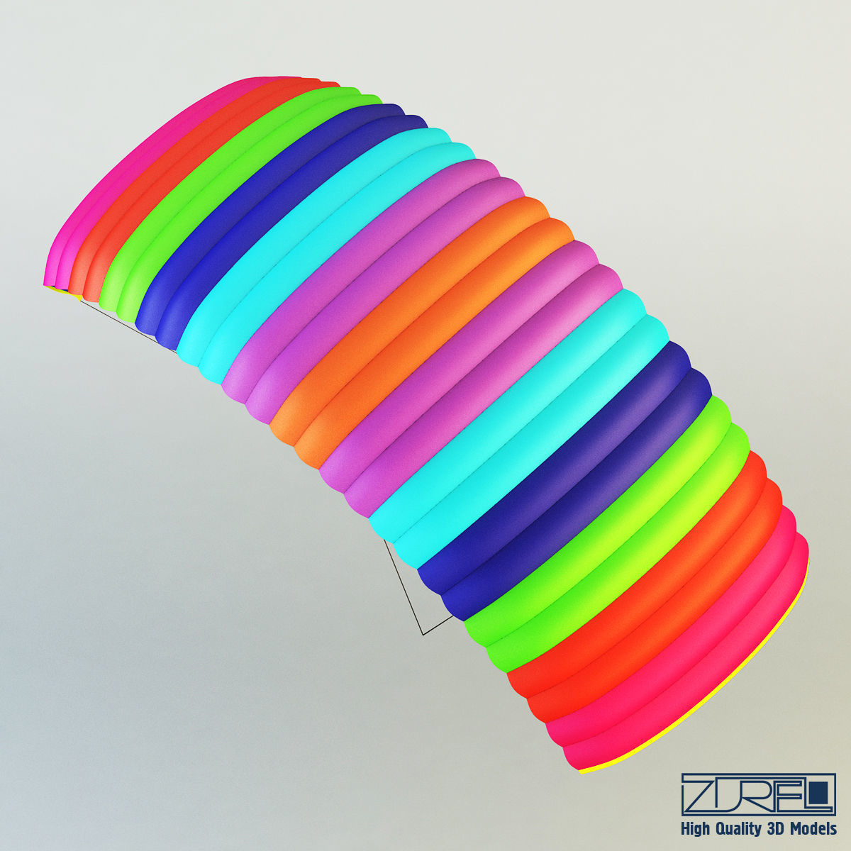 Paraglider v 1 Colorful Parachute 3D model_7