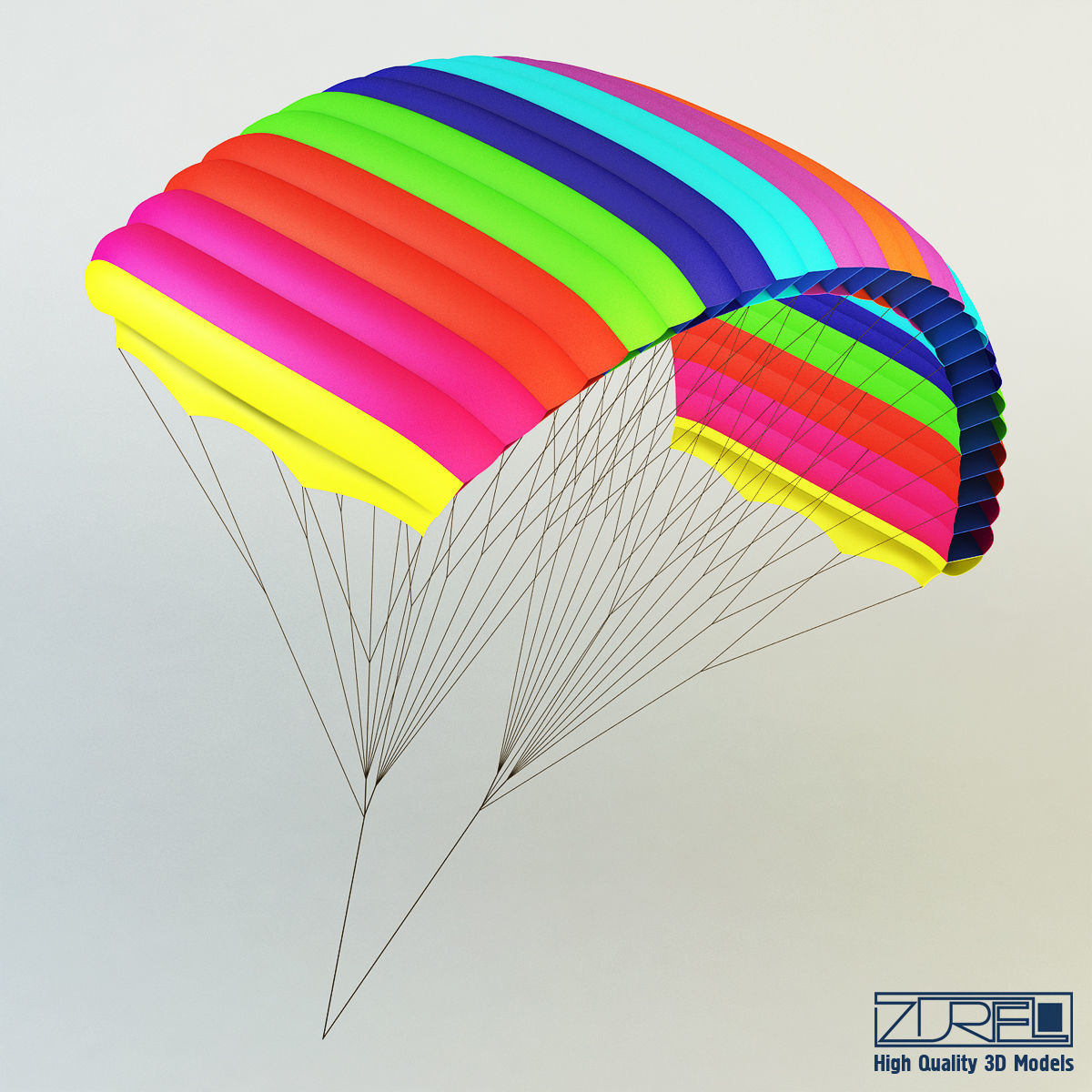 Paraglider v 1 Colorful Parachute 3D model_3