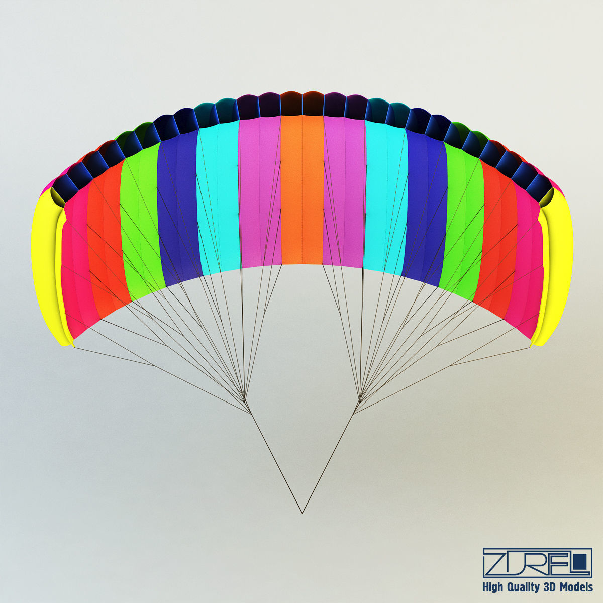 Paraglider v 1 Colorful Parachute 3D model_1