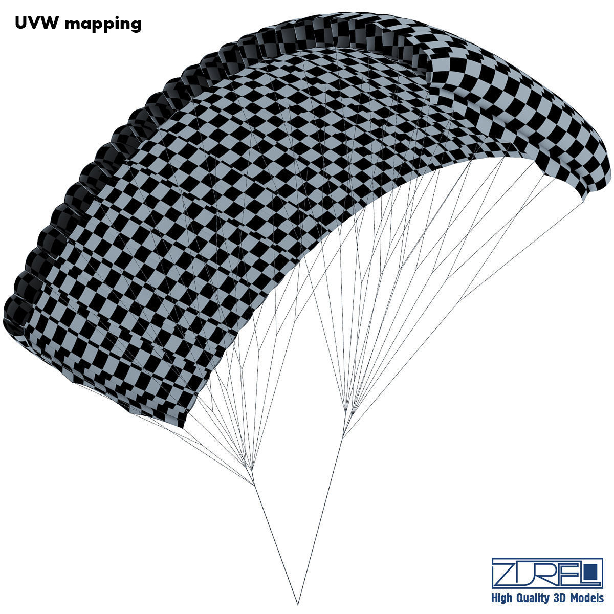 Paraglider v 1 Colorful Parachute 3D model_17