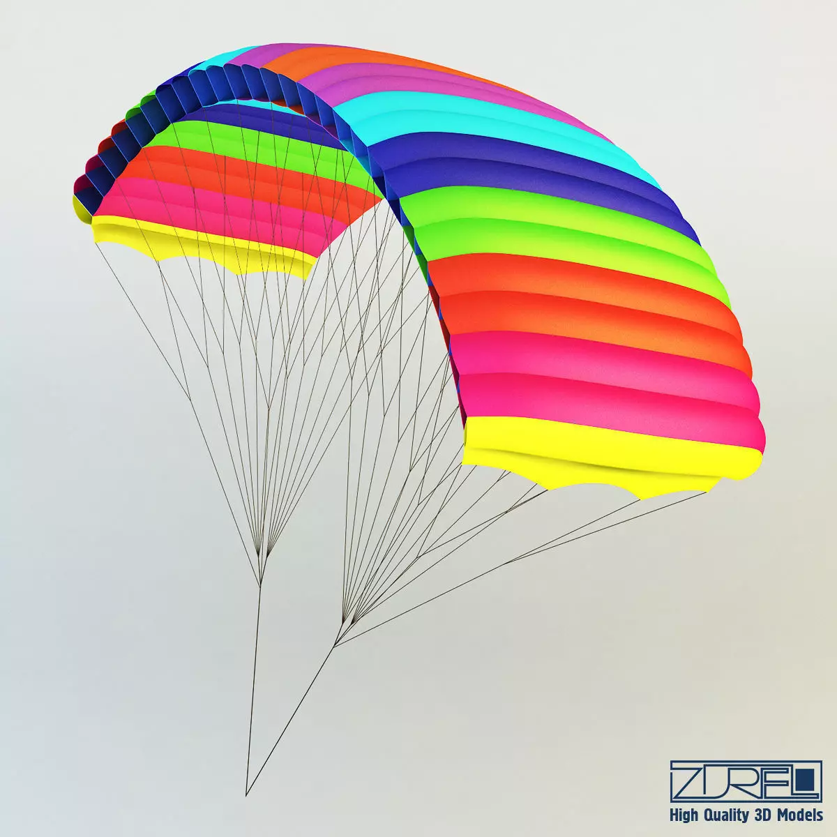 Paraglider v 1 Colorful Parachute 3D model_0