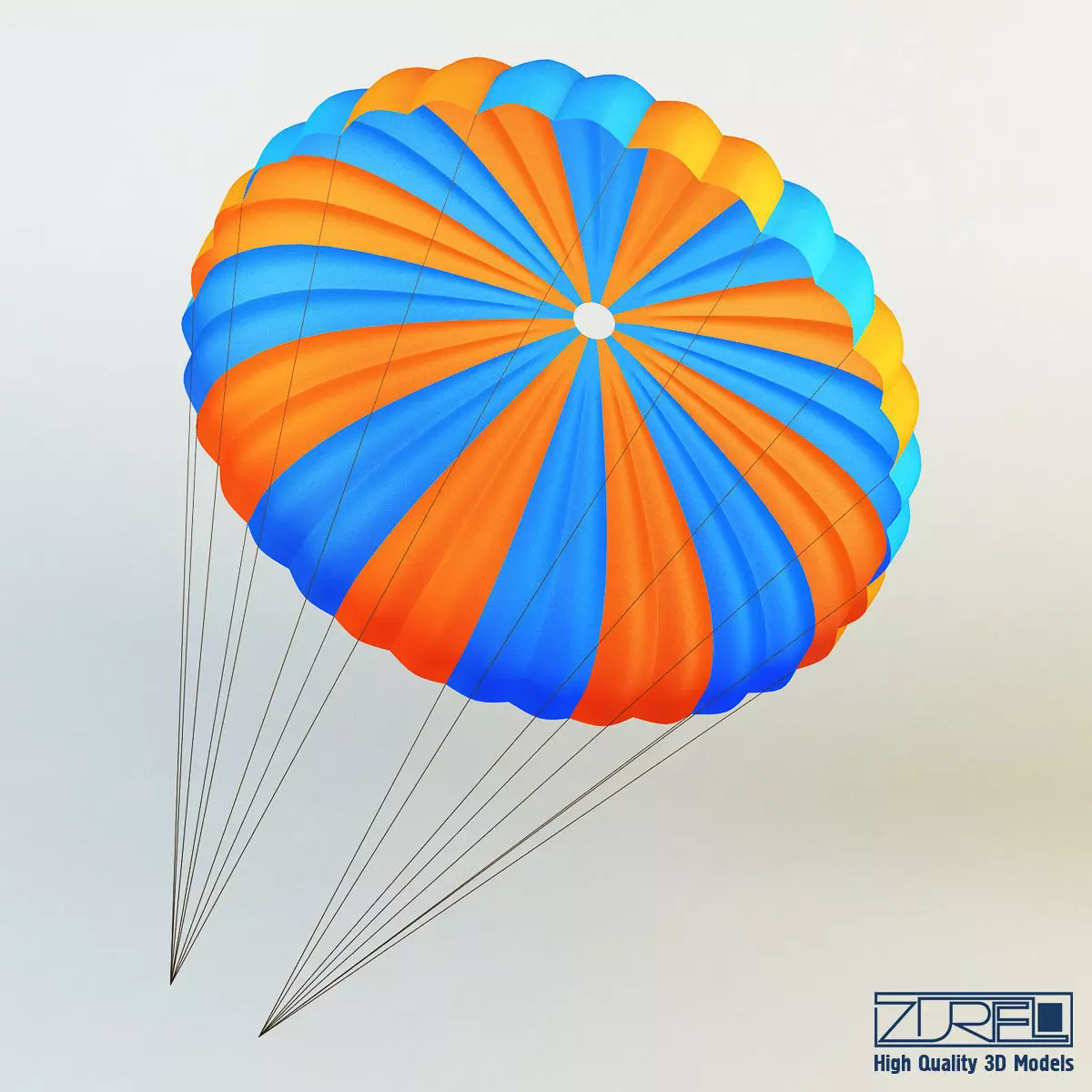 Parachute Orange and Blue 3D model_0