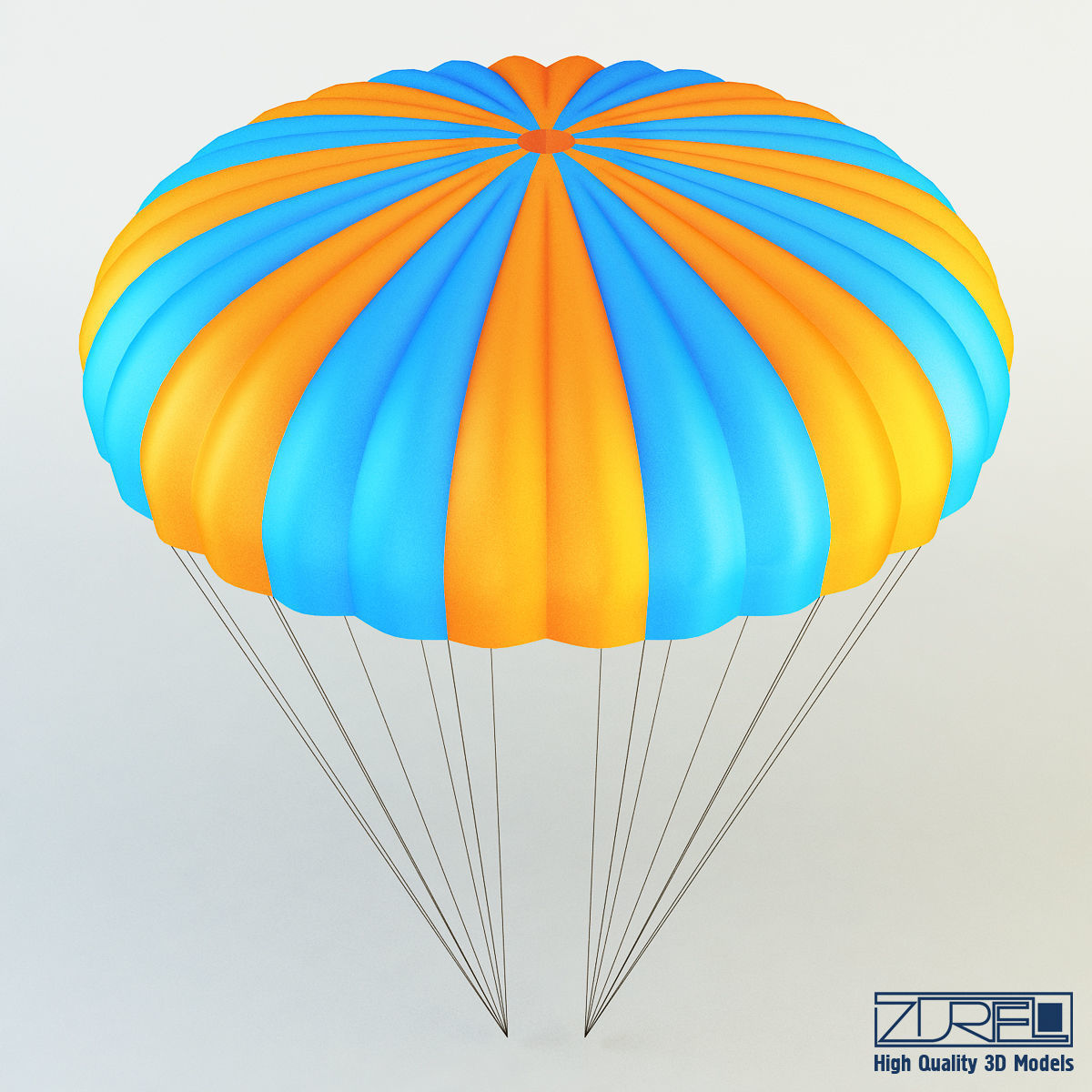 Parachute Orange and Blue 3D model_2