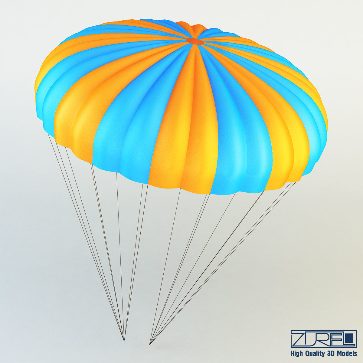 Parachute Orange and Blue 3D model_1