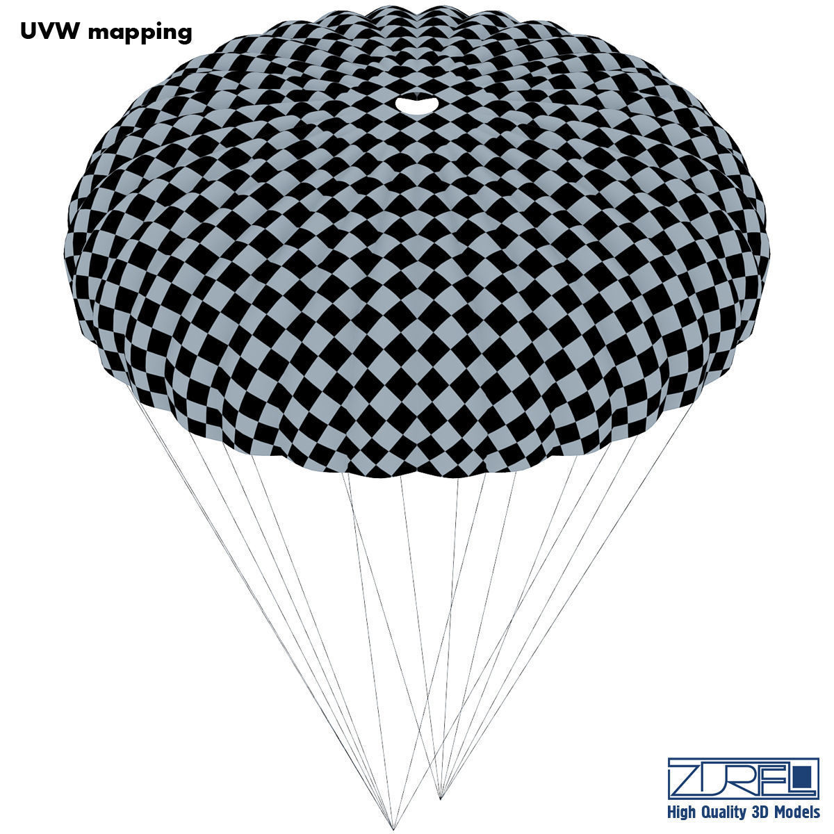 Parachute Orange and Blue 3D model_8