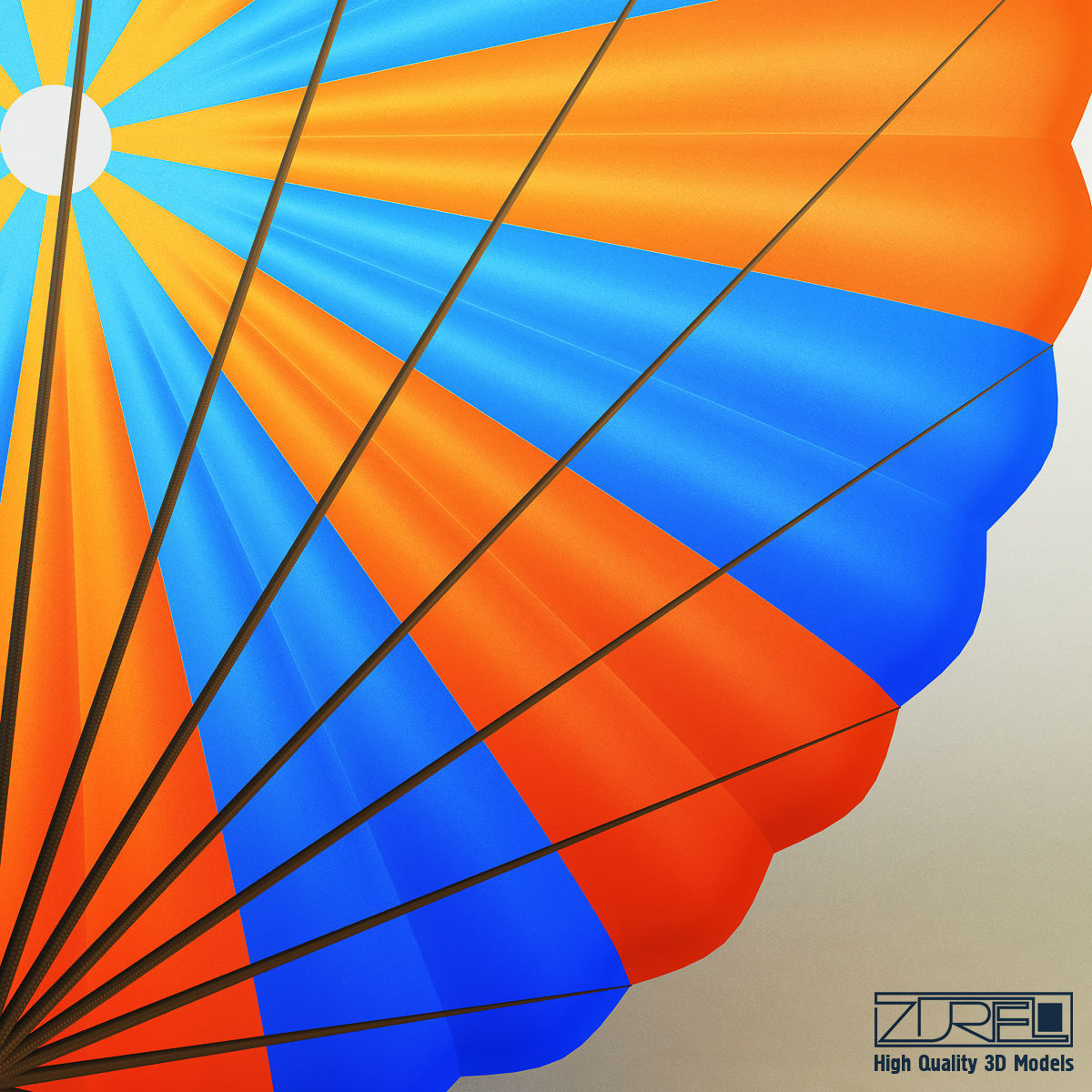 Parachute Orange and Blue 3D model_4