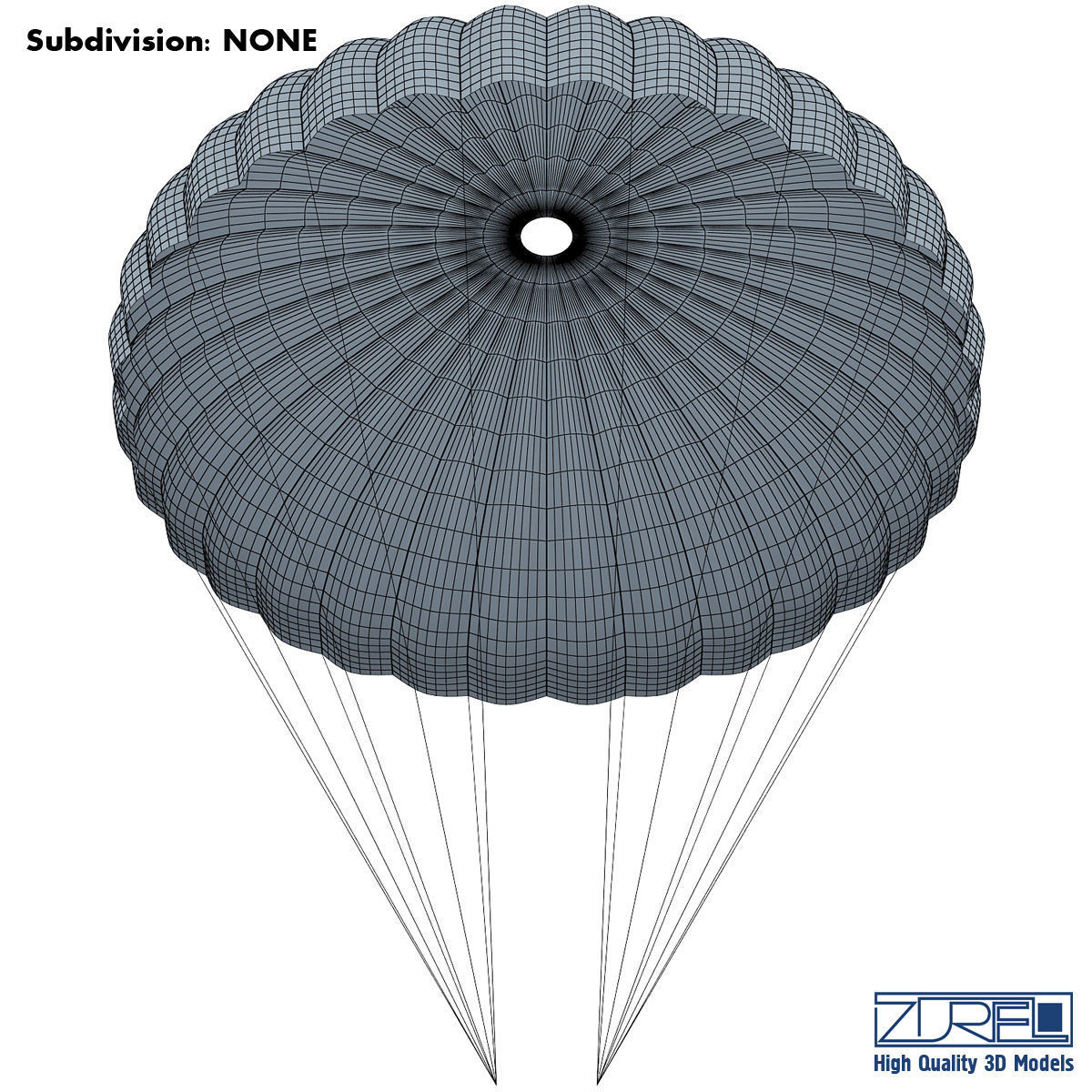 Parachute Orange and Blue 3D model_6