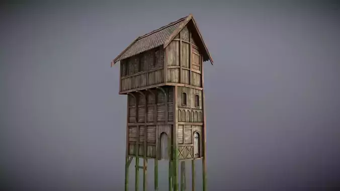 Medieval lake village - House 9 Low-poly 3D model