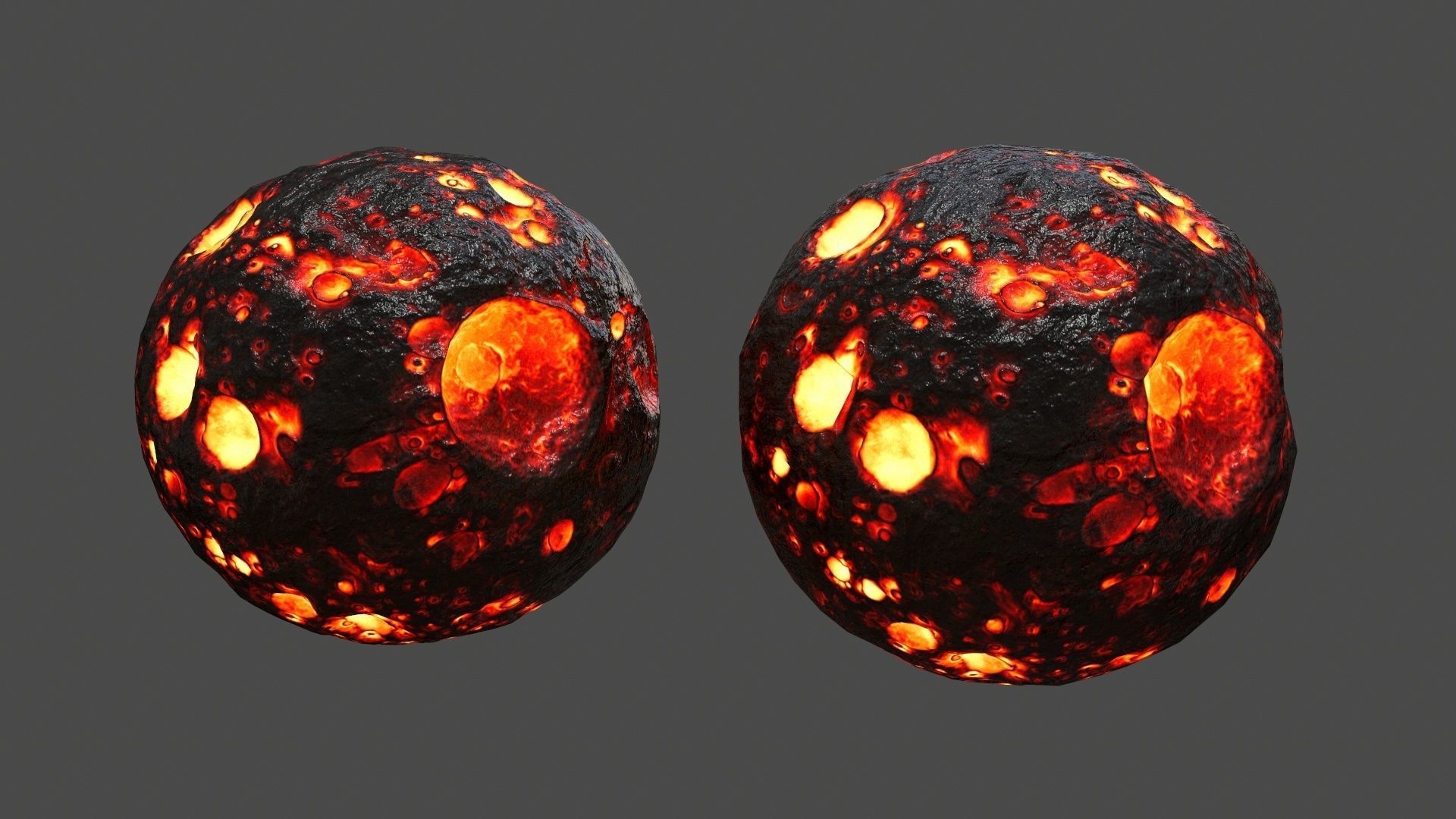 asteroid set lava ball Low-poly 3D model_19