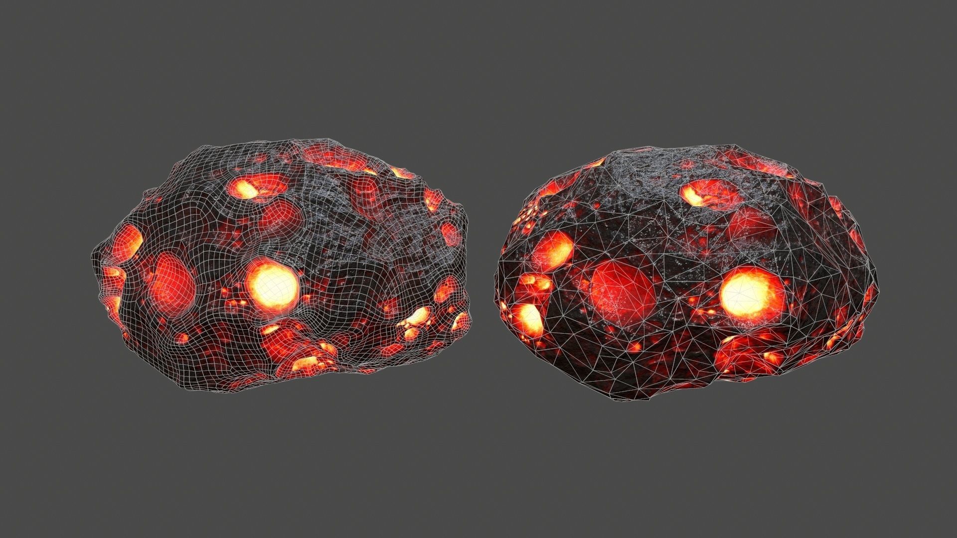 asteroid set lava ball Low-poly 3D model_39