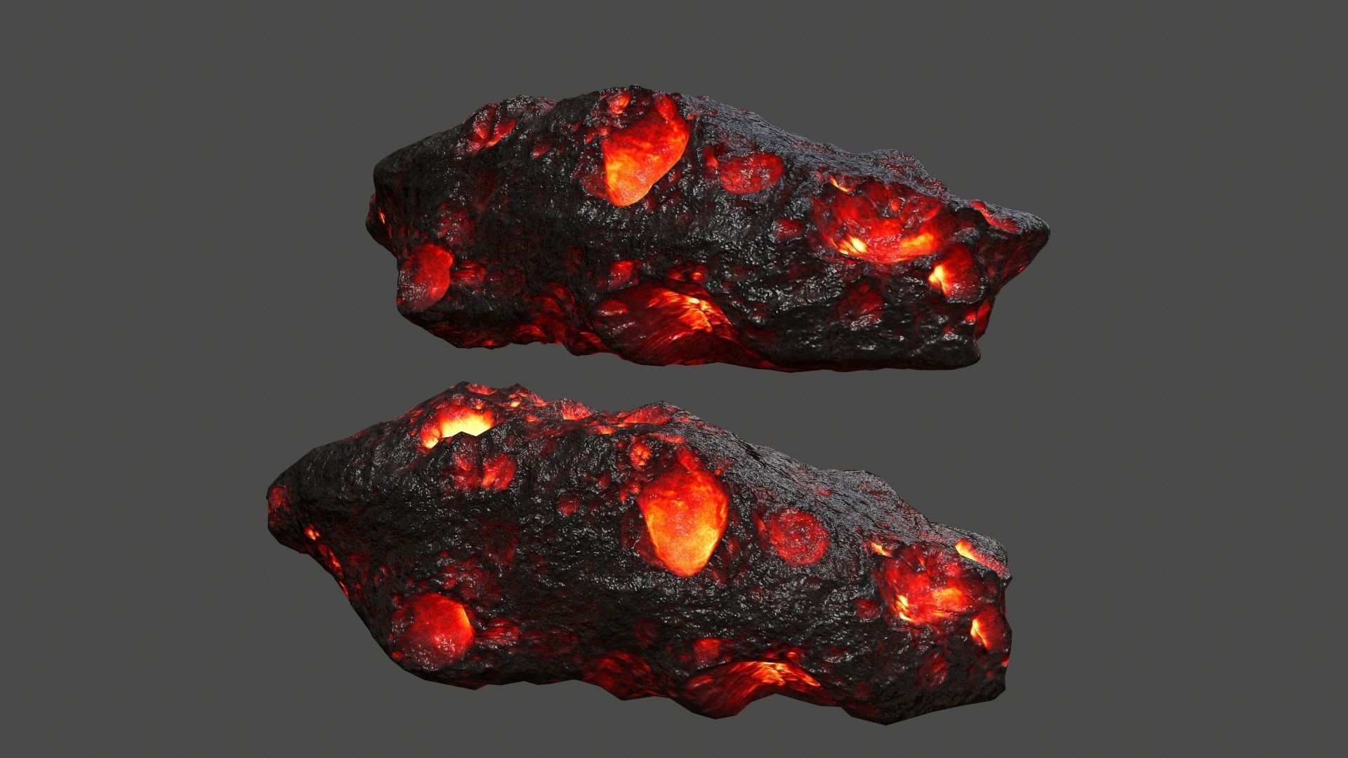 asteroid set lava ball Low-poly 3D model_32