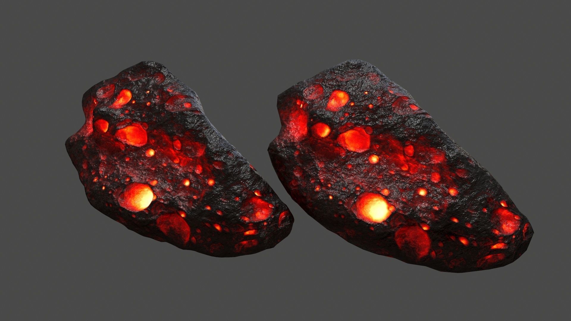 asteroid set lava ball Low-poly 3D model_30