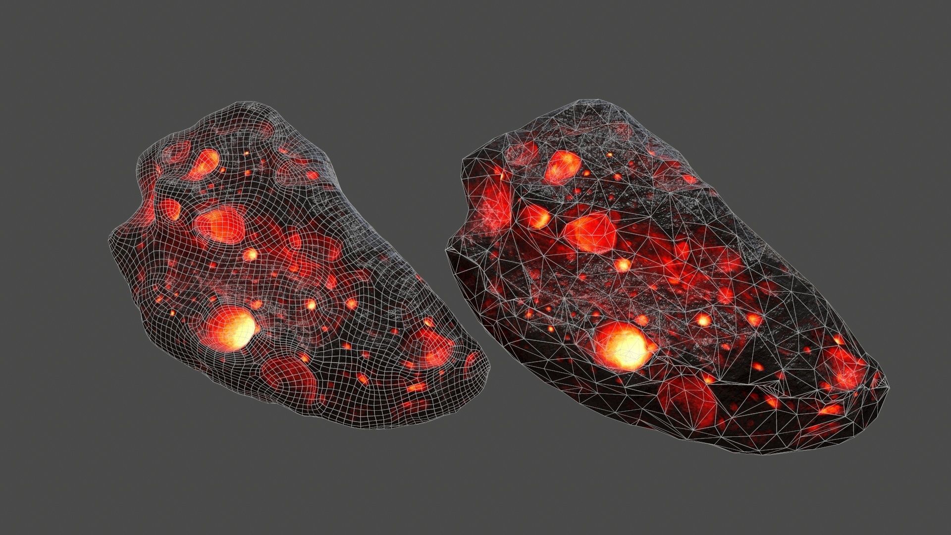 asteroid set lava ball Low-poly 3D model_29