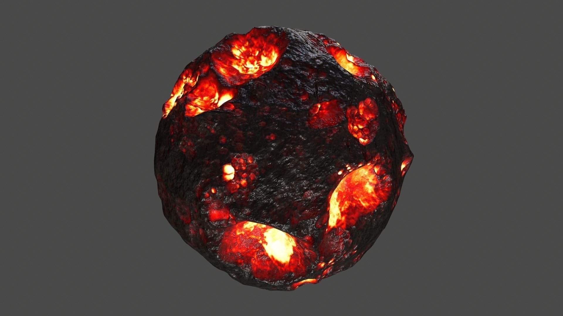 asteroid set lava ball Low-poly 3D model_10