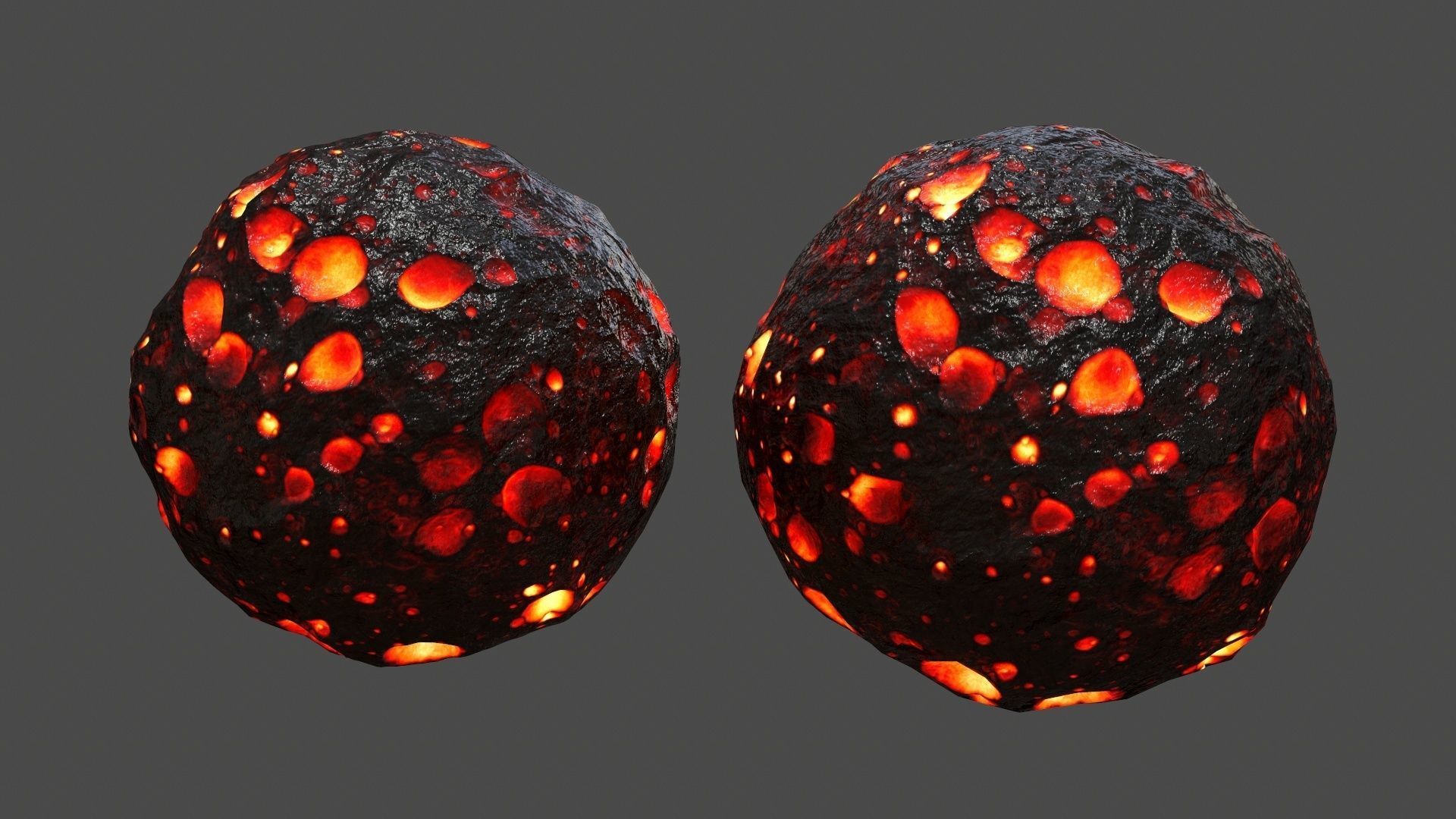 asteroid set lava ball Low-poly 3D model_21