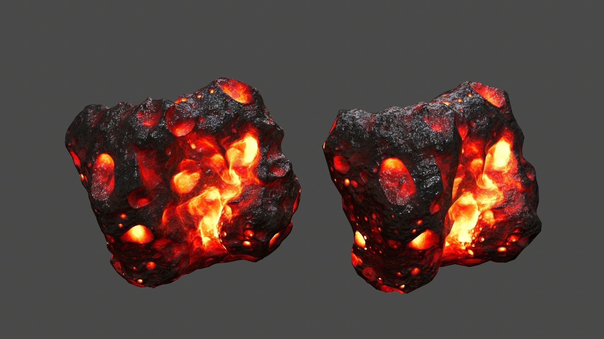 asteroid set lava ball Low-poly 3D model_41