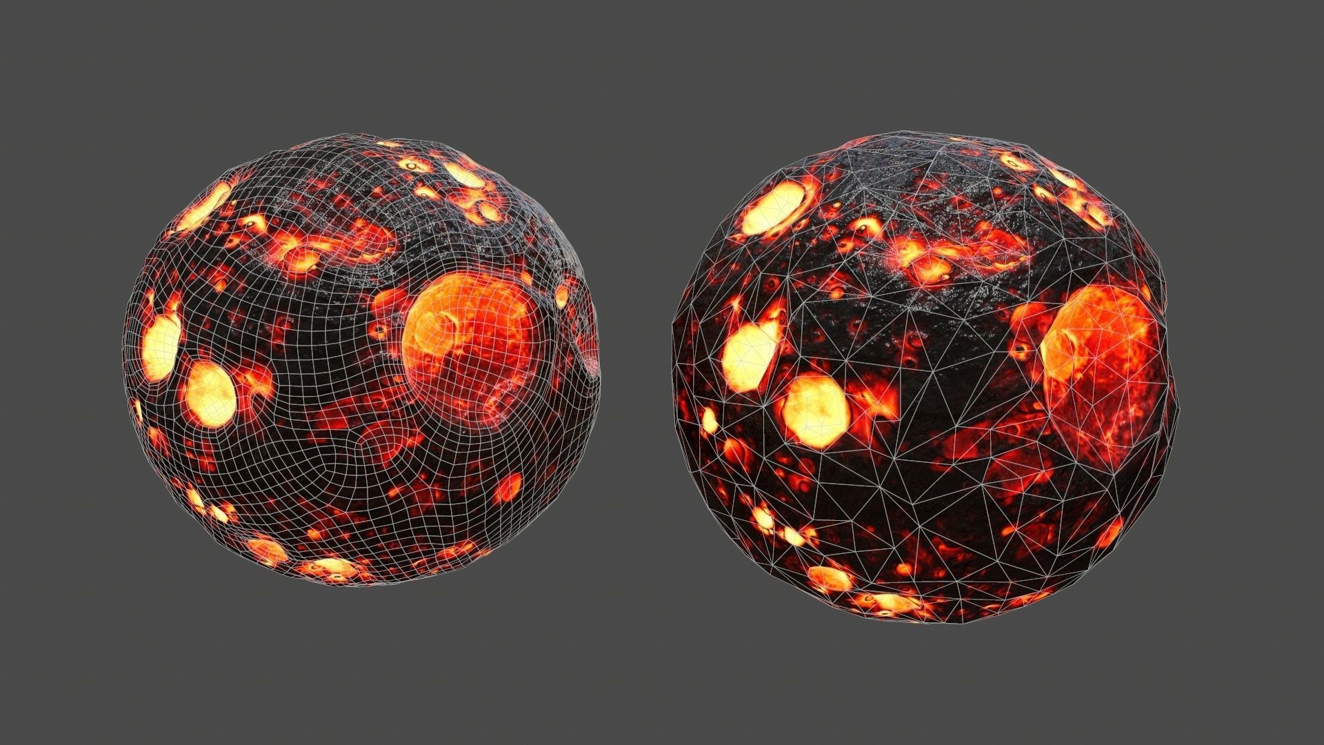 asteroid set lava ball Low-poly 3D model_20