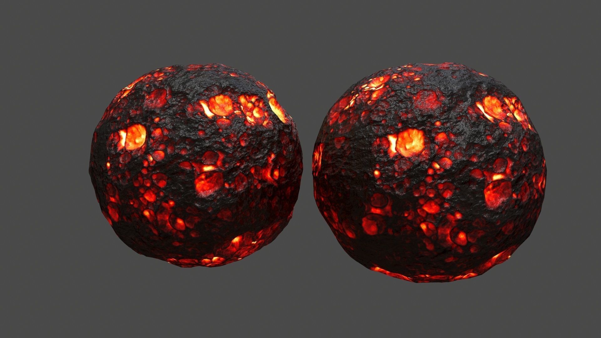 asteroid set lava ball Low-poly 3D model_17