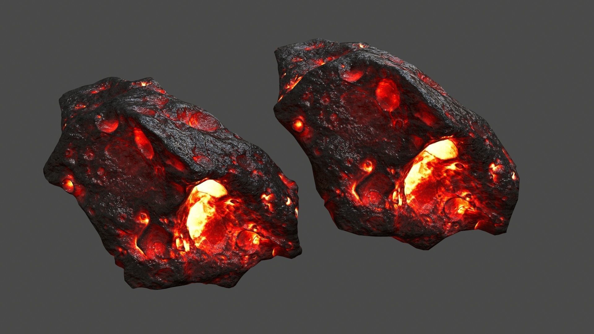 asteroid set lava ball Low-poly 3D model_35