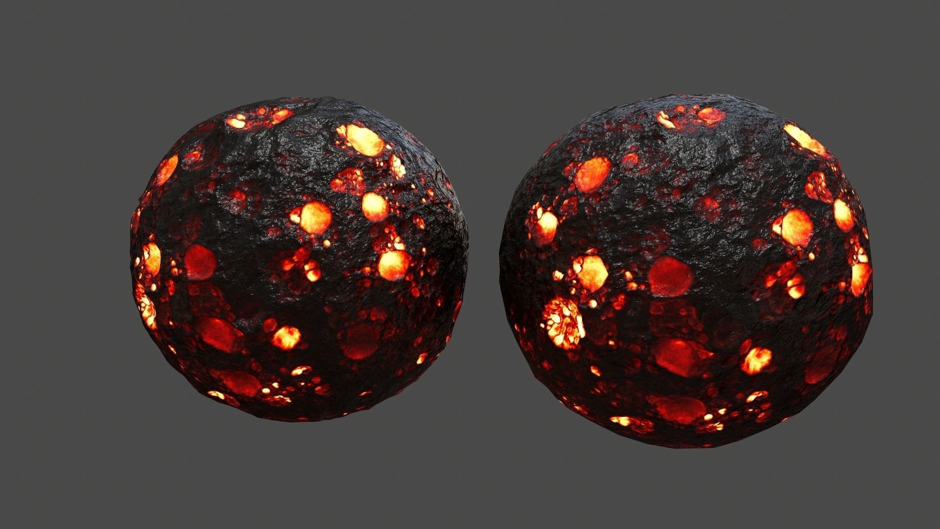 asteroid set lava ball Low-poly 3D model_23