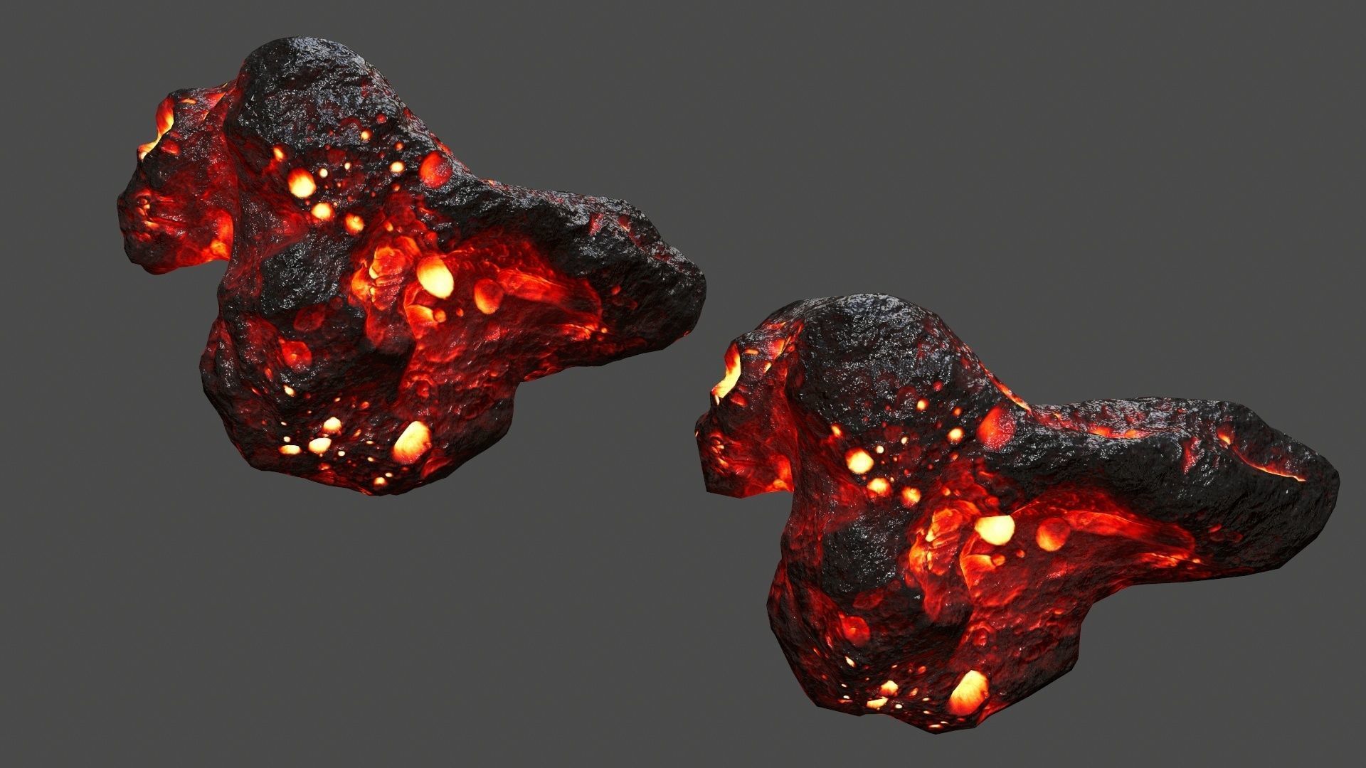 asteroid set lava ball Low-poly 3D model_37