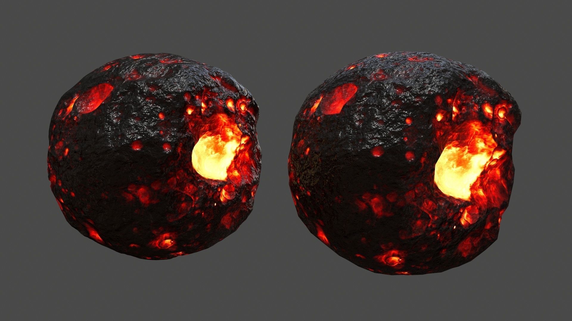 asteroid set lava ball Low-poly 3D model_27