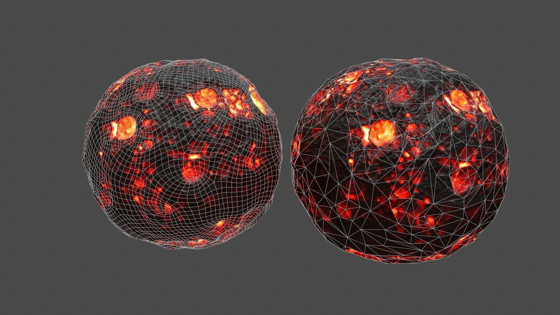 asteroid set lava ball Low-poly 3D model_18