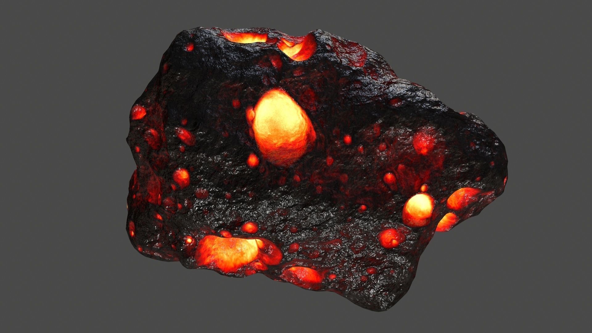 asteroid set lava ball Low-poly 3D model_16