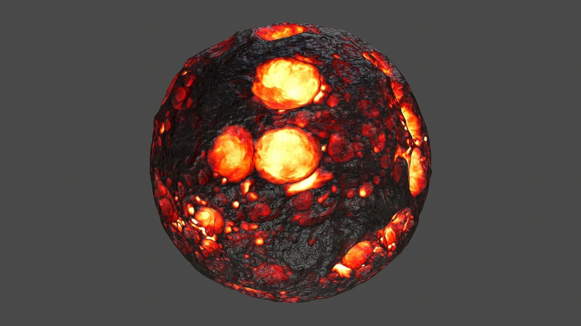 asteroid set lava ball Low-poly 3D model_12