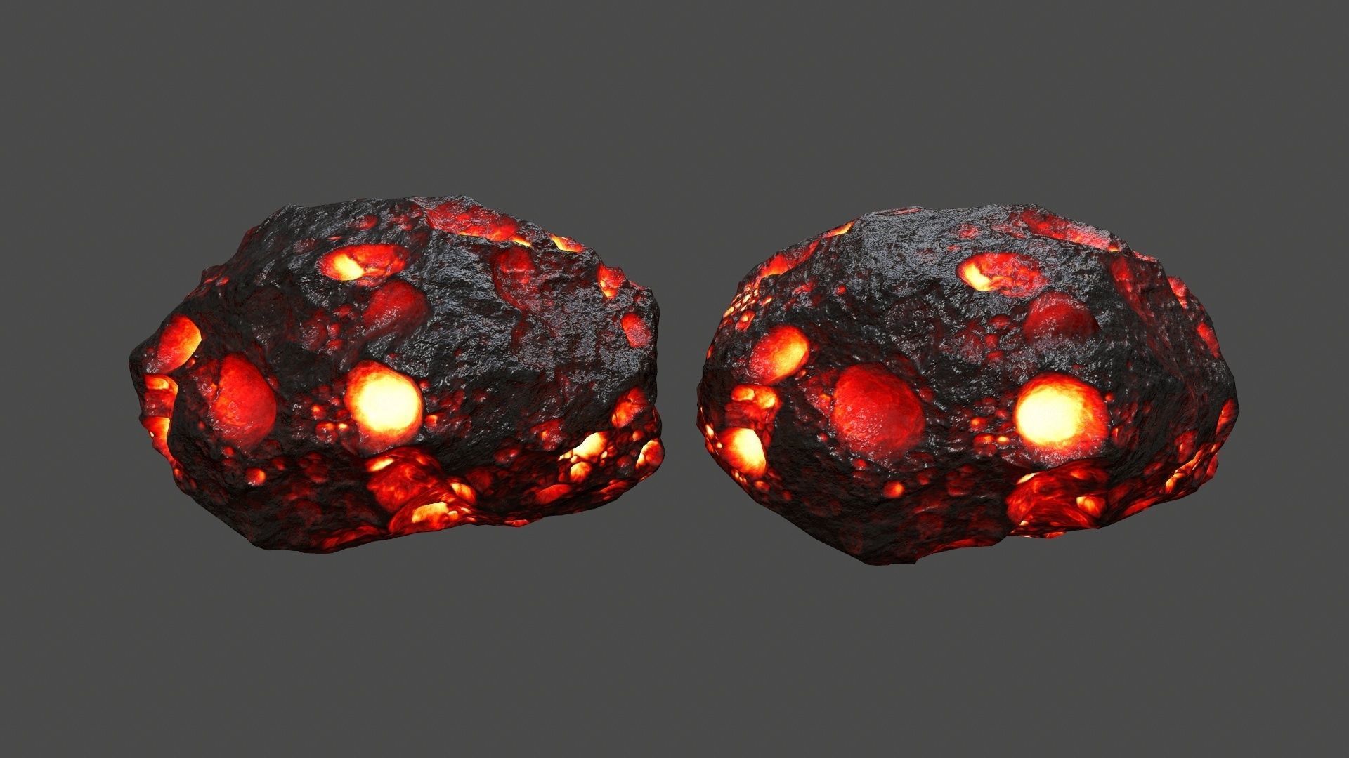 asteroid set lava ball Low-poly 3D model_40