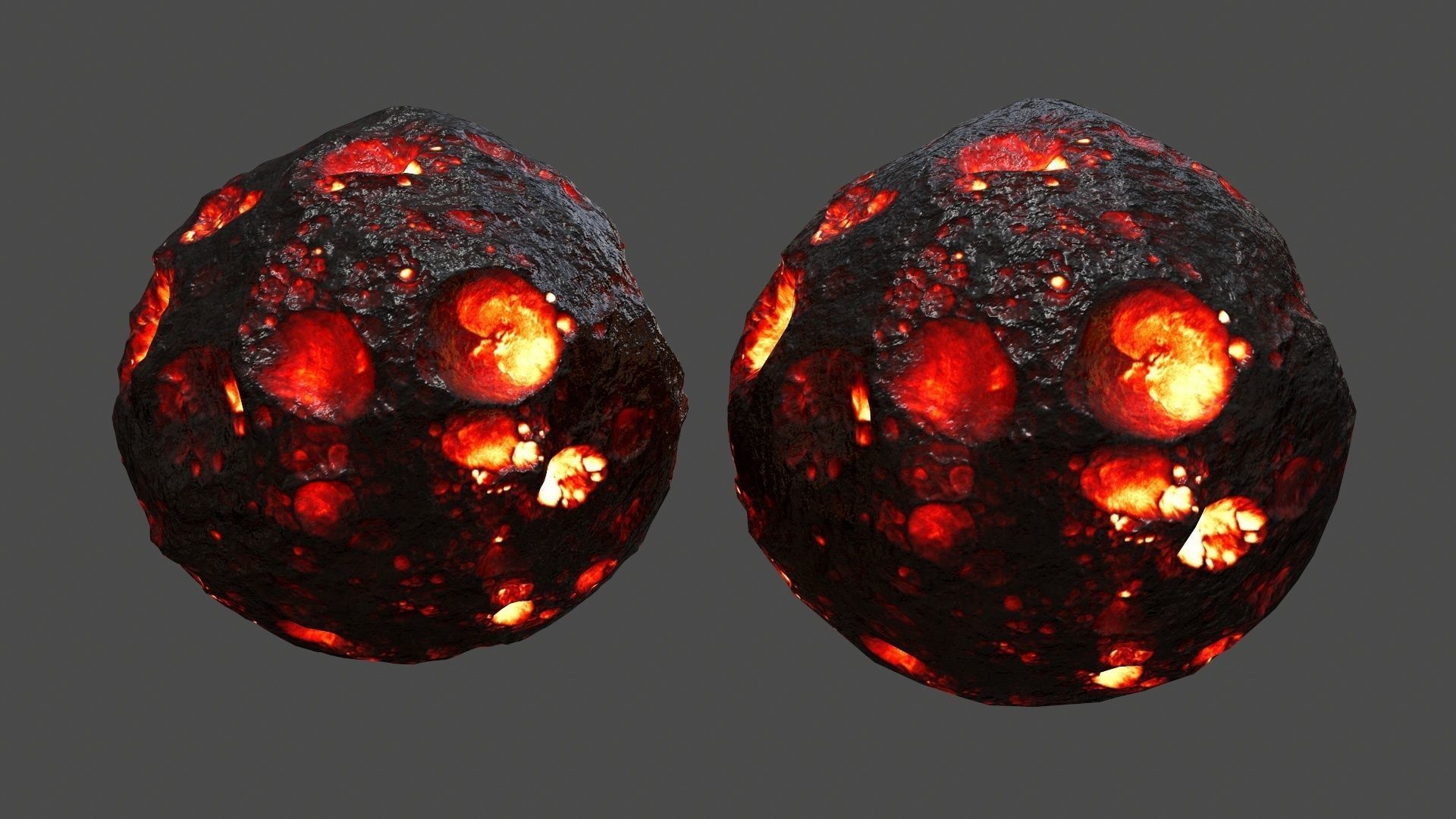 asteroid set lava ball Low-poly 3D model_26
