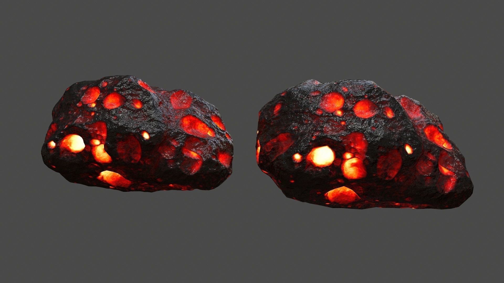 asteroid set lava ball Low-poly 3D model_33