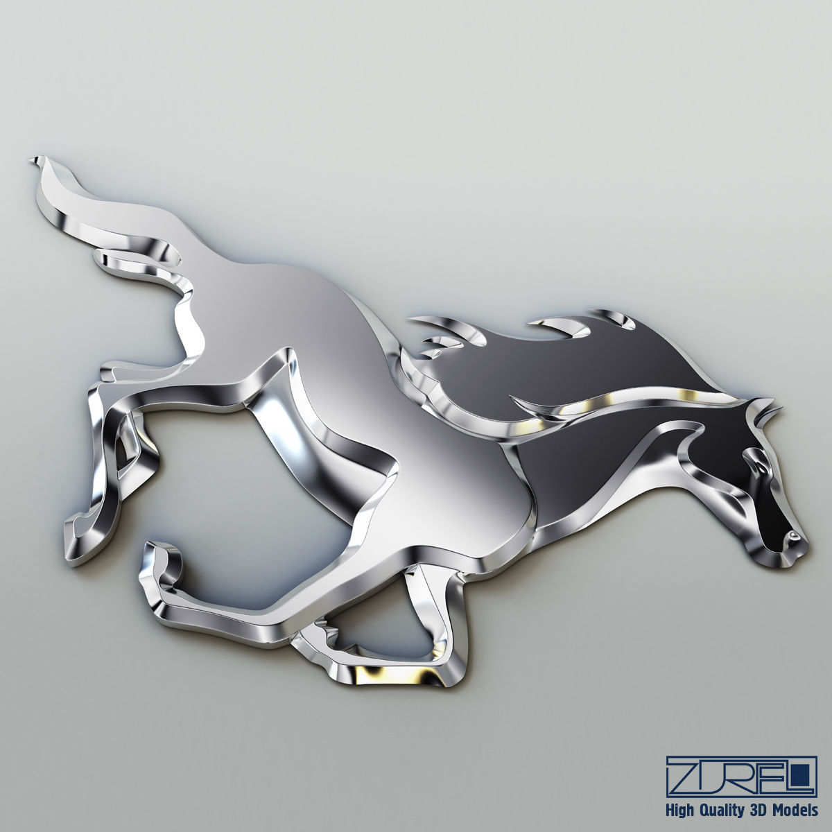 Chrome horse v 1 3D model_2