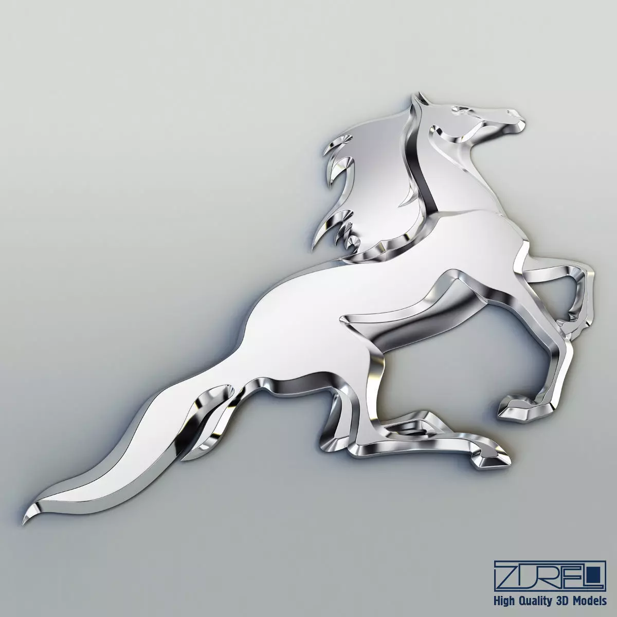 Chrome horse v 1 3D model_0