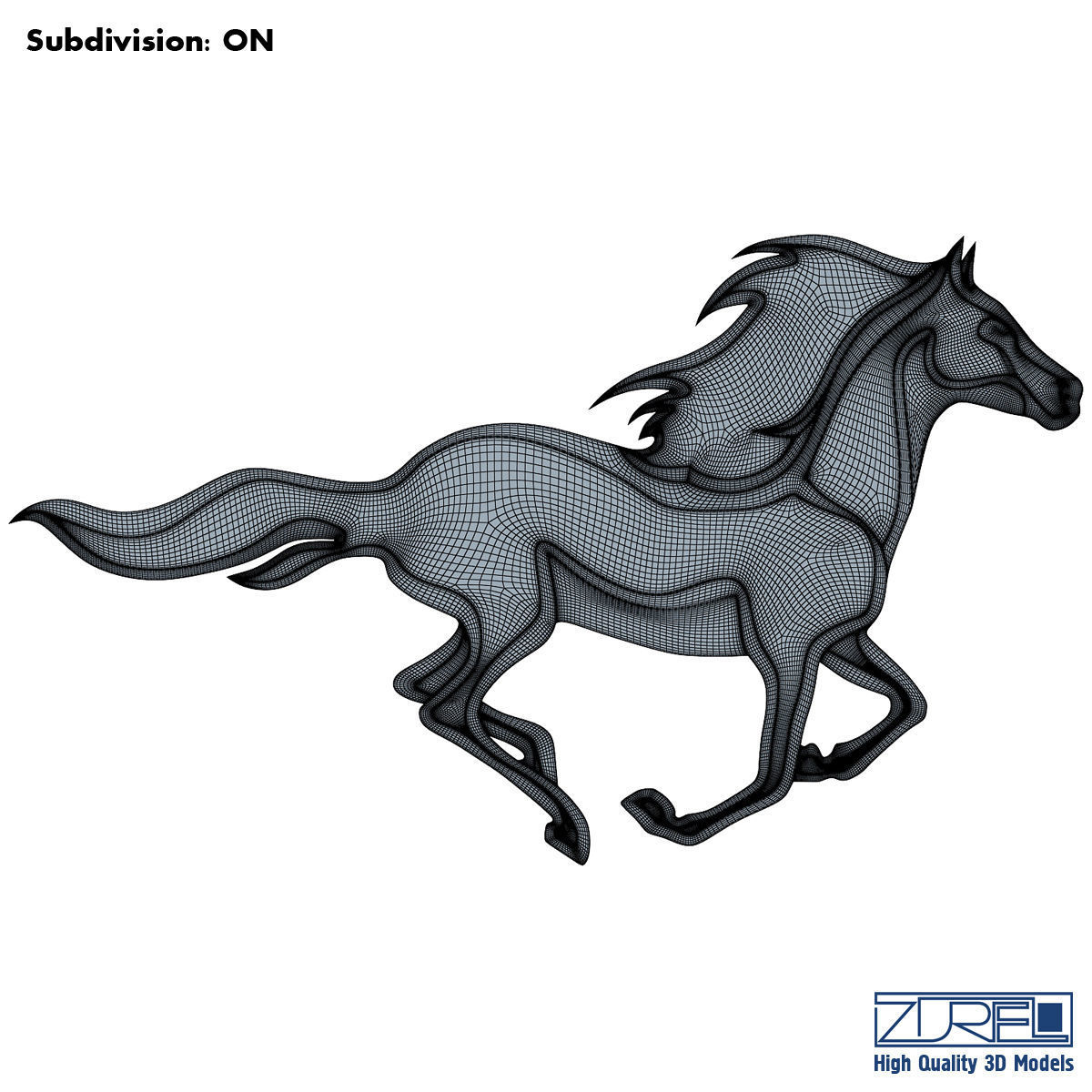 Chrome horse v 1 3D model_4