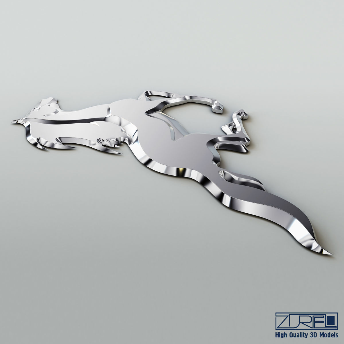 Chrome horse v 1 3D model_3