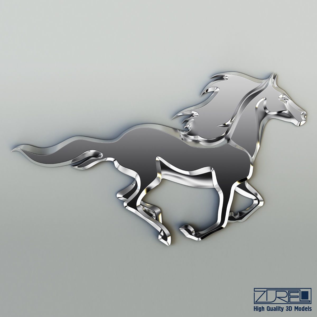 Chrome horse v 1 3D model_1