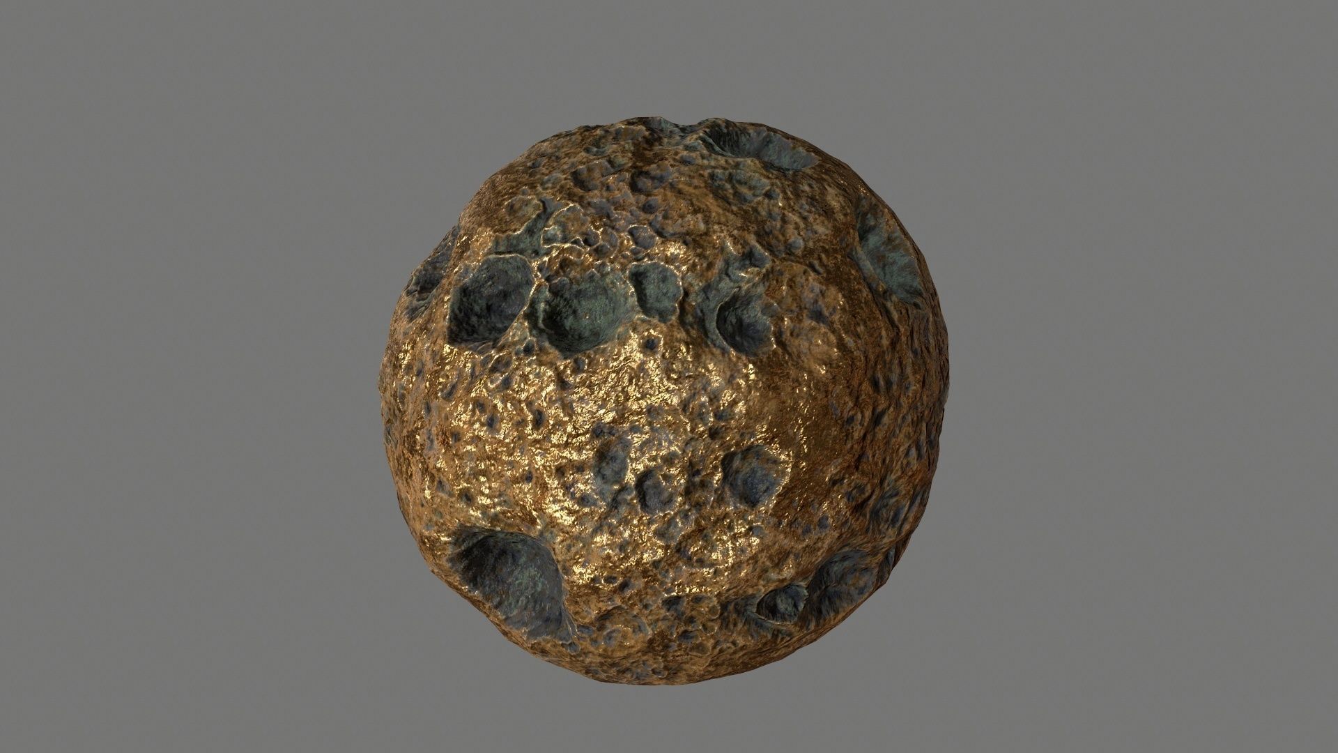 asteroid set gold ball Low-poly 3D model_14