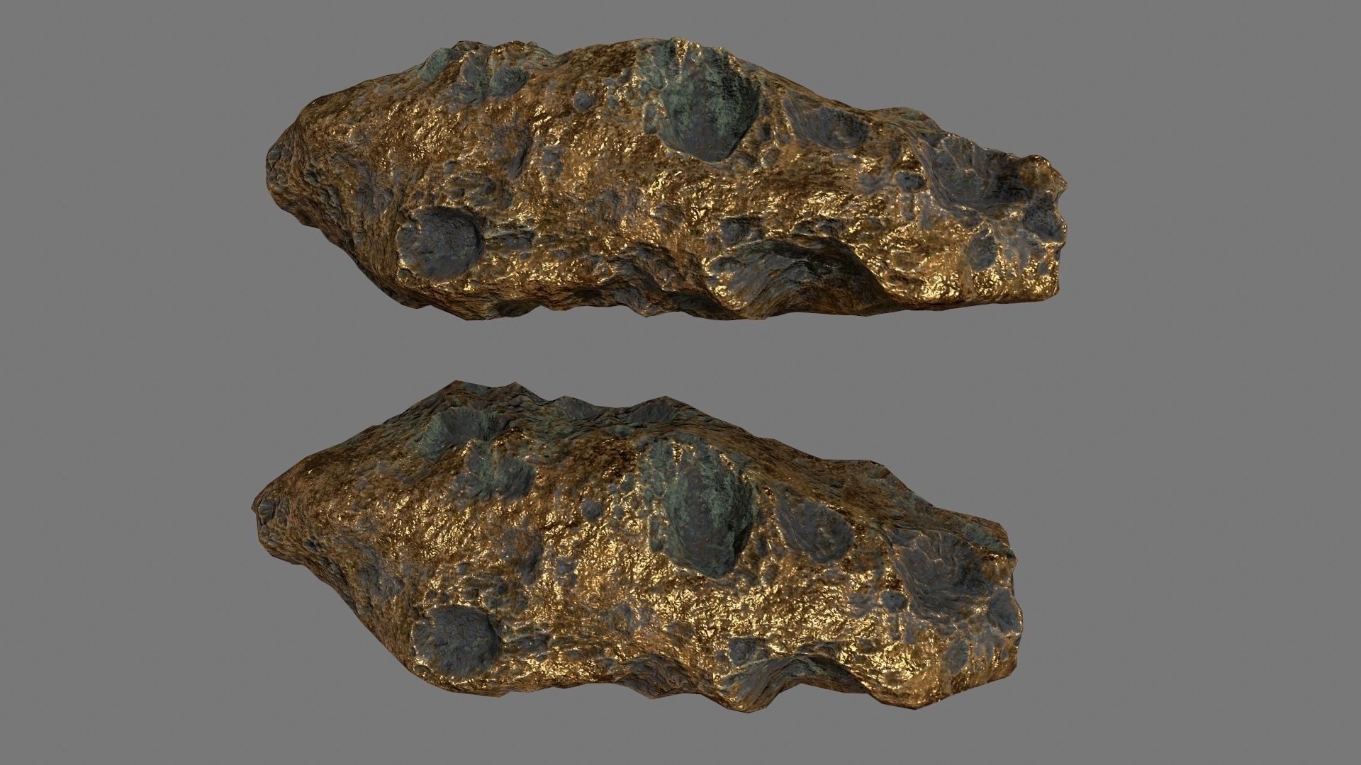 asteroid set gold ball Low-poly 3D model_19