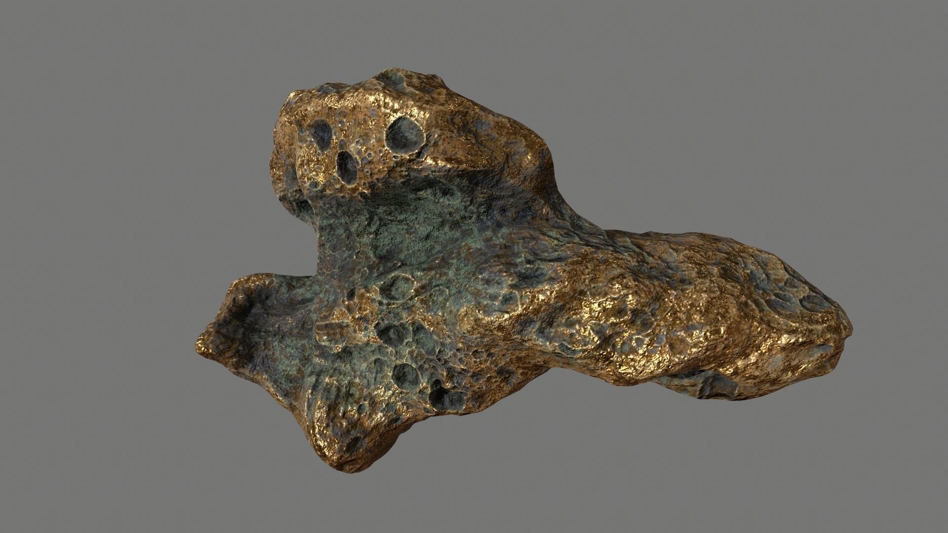 asteroid set gold ball Low-poly 3D model_3