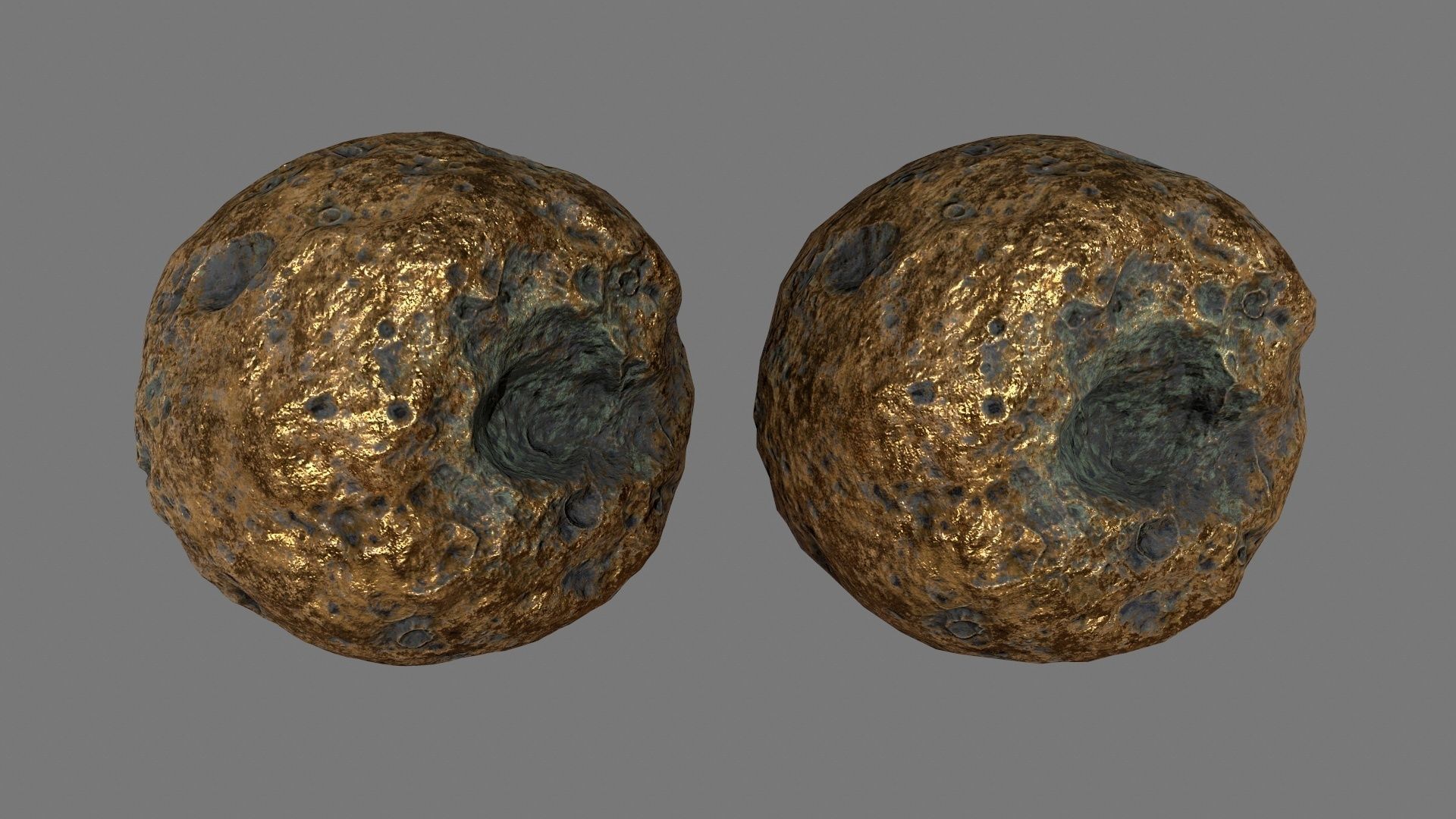asteroid set gold ball Low-poly 3D model_33