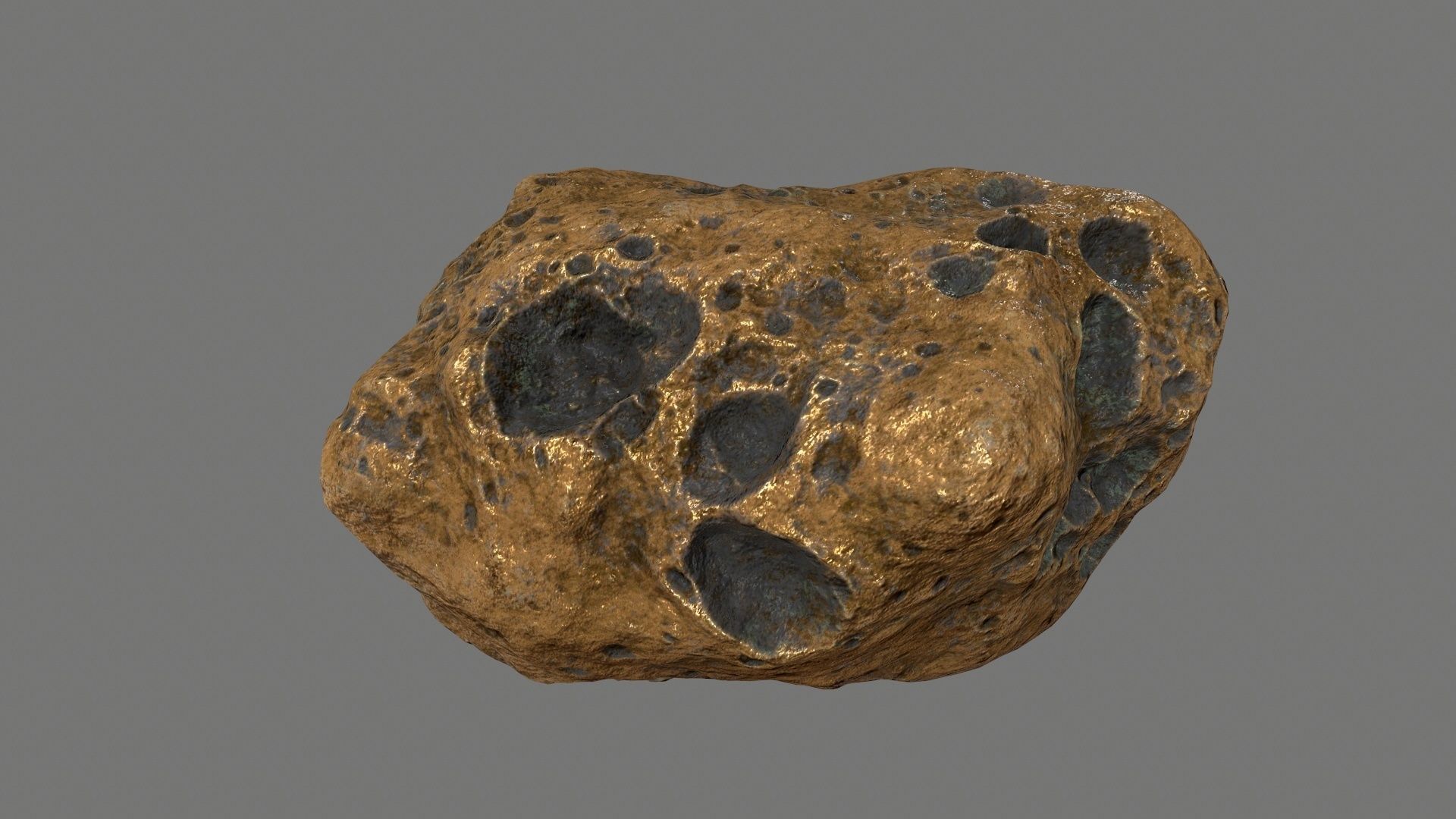 asteroid set gold ball Low-poly 3D model_10