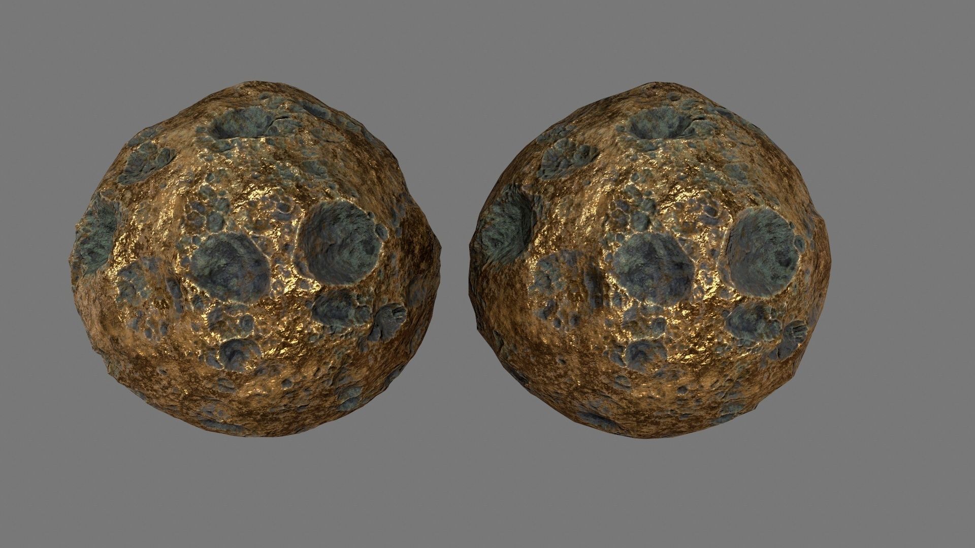 asteroid set gold ball Low-poly 3D model_40