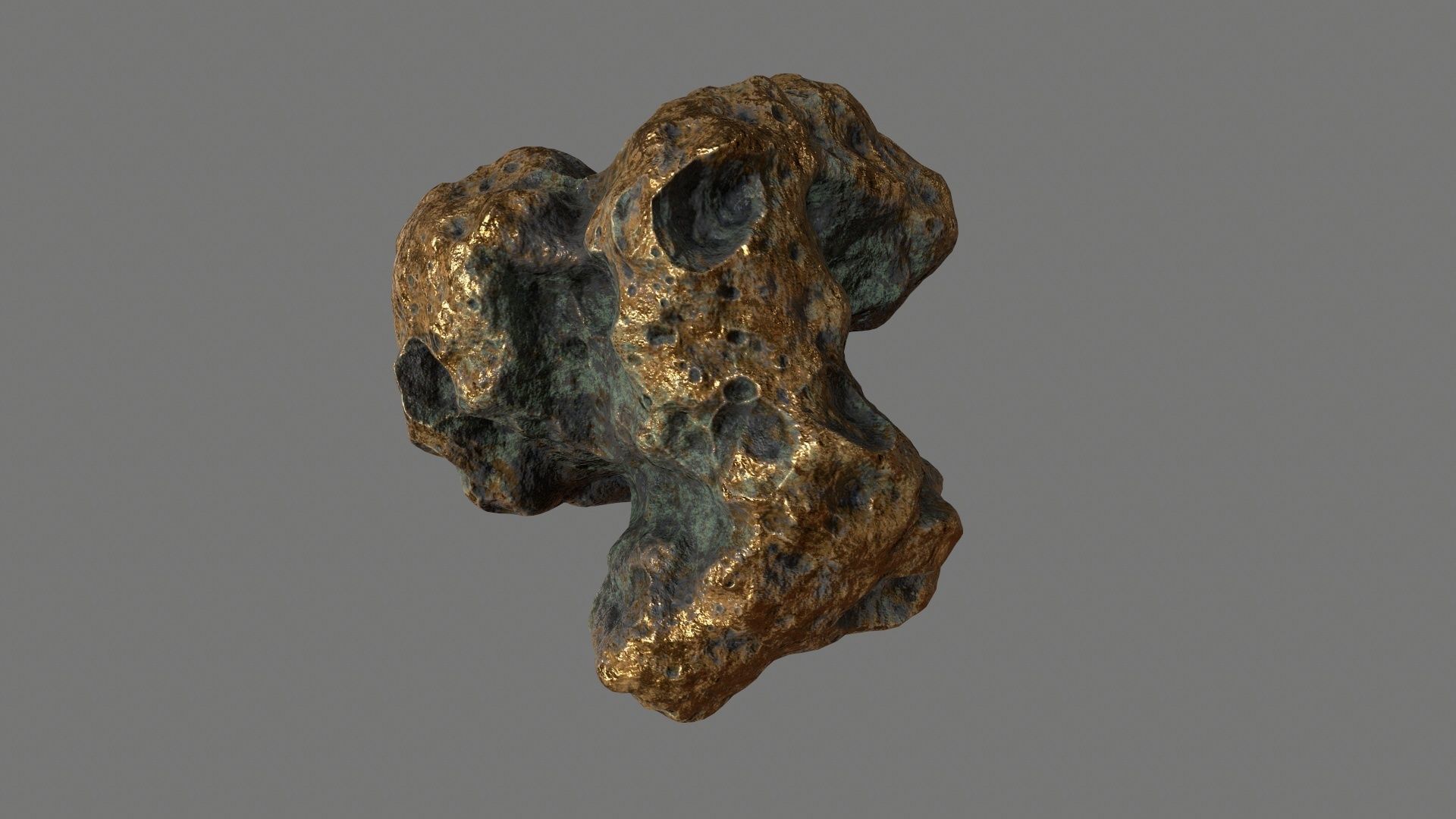 asteroid set gold ball Low-poly 3D model_5