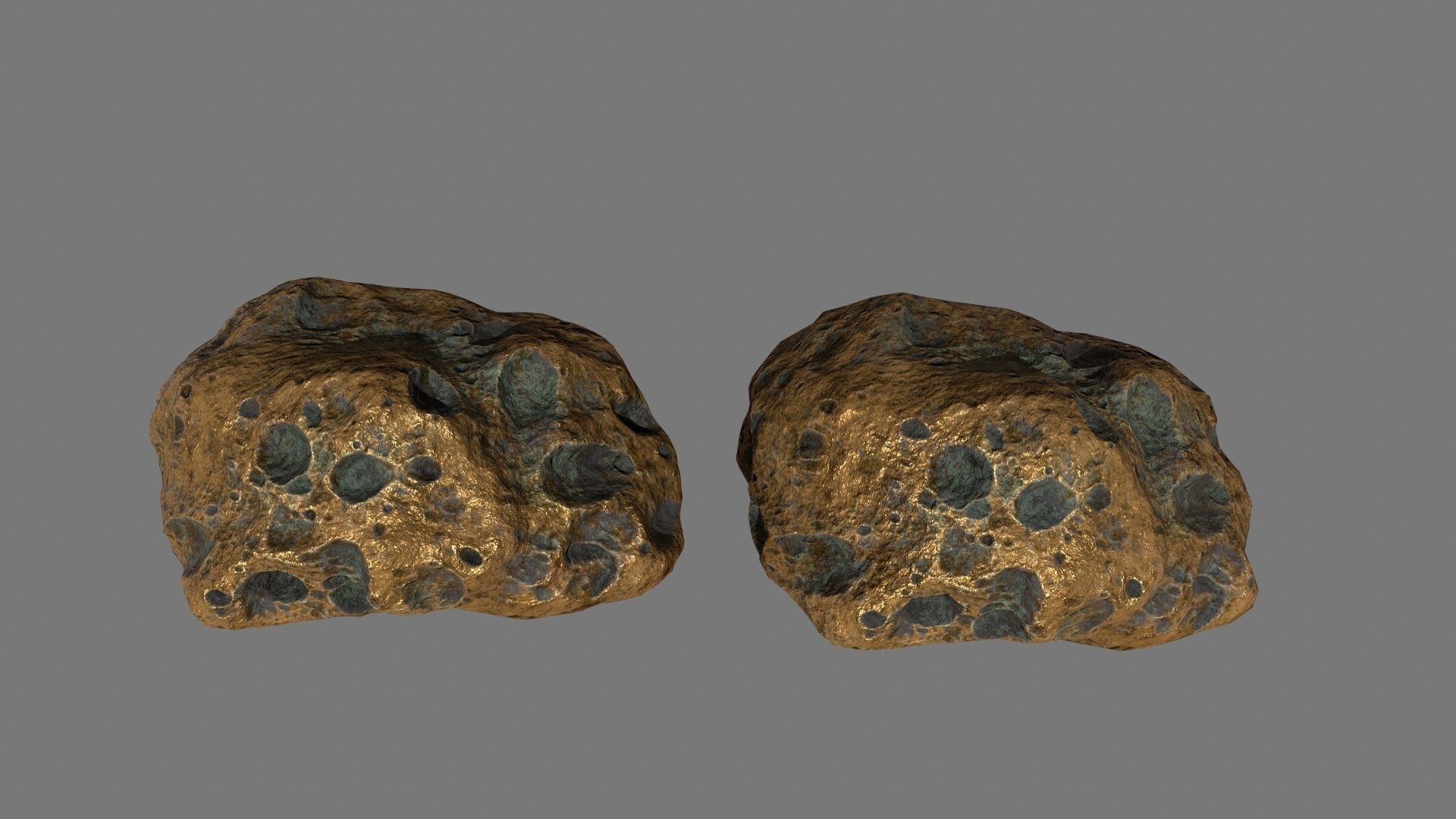 asteroid set gold ball Low-poly 3D model_22