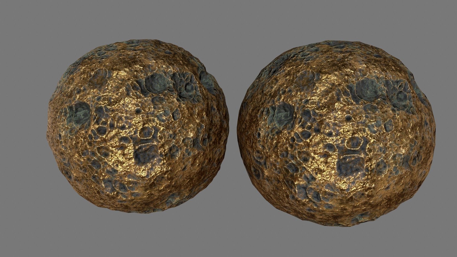 asteroid set gold ball Low-poly 3D model_15