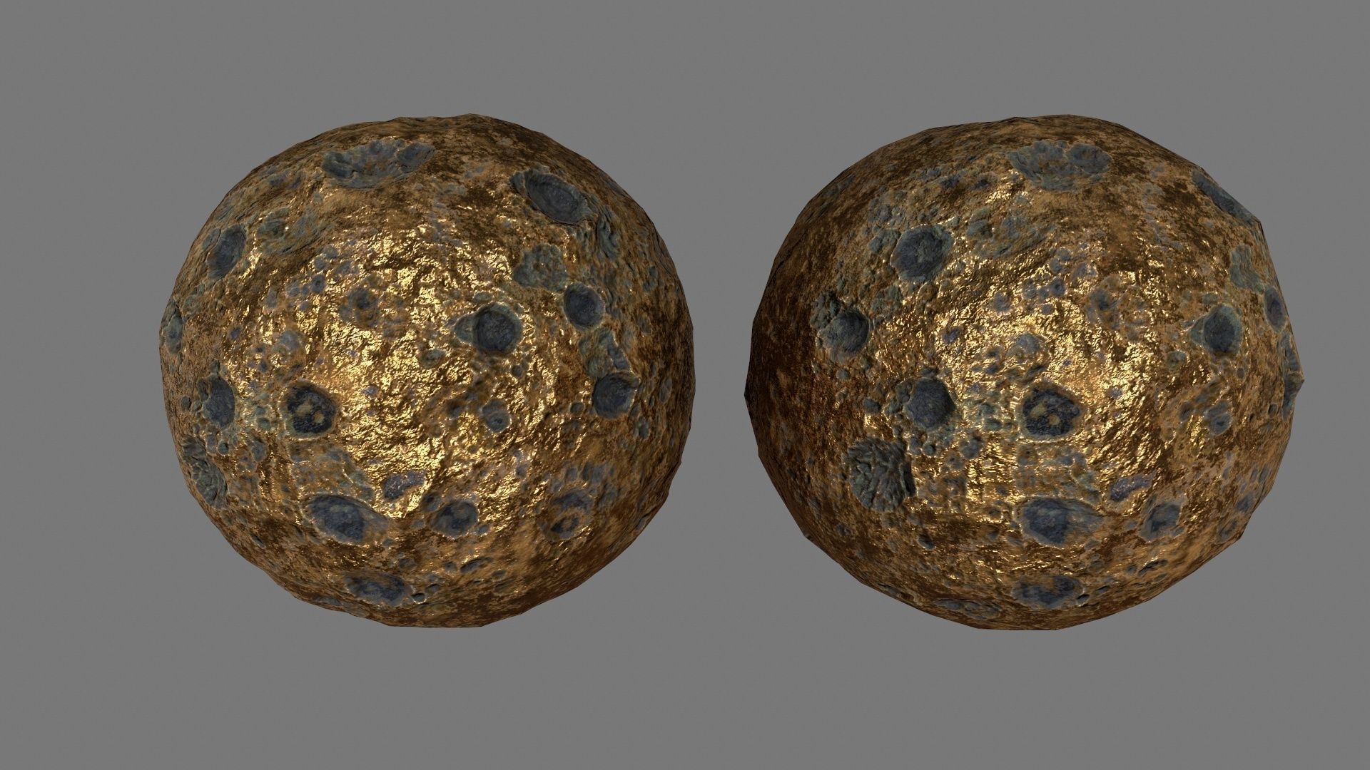 asteroid set gold ball Low-poly 3D model_38
